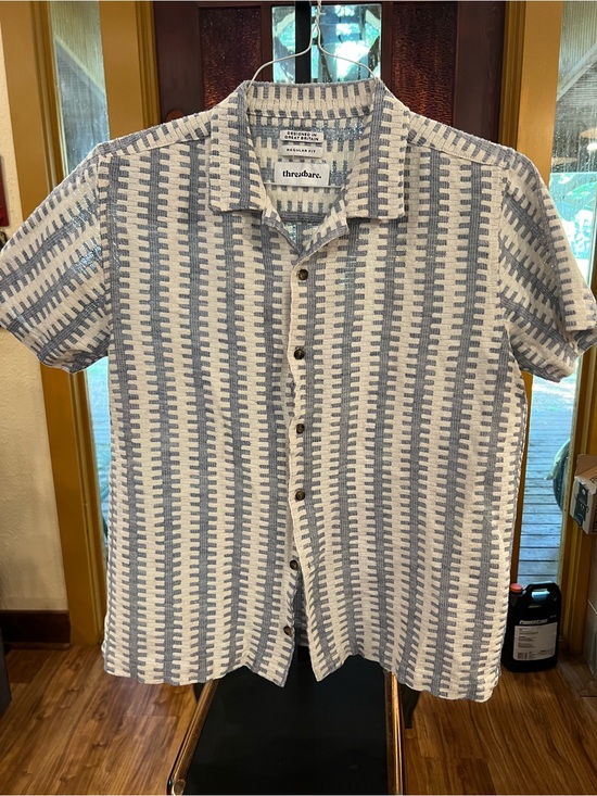 Threadbare Other - Threadbare Men’s Short-Sleeve Button-Down Shirt in White & Light Blue